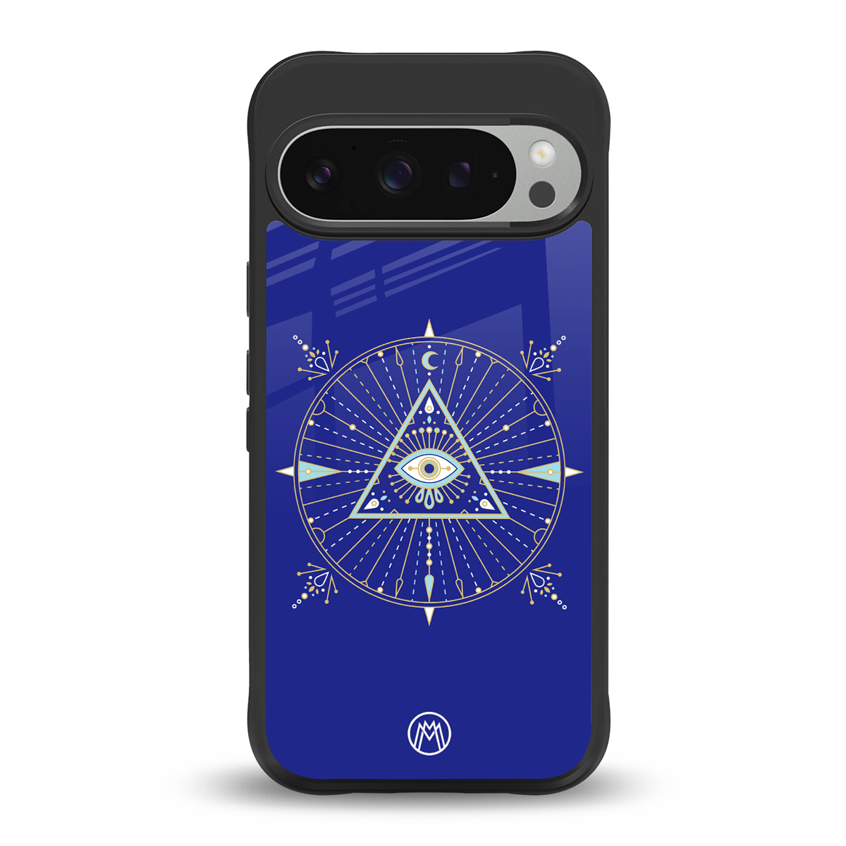 evil eye mandala blue back phone cover | glass case for google pixel 9 pro xl