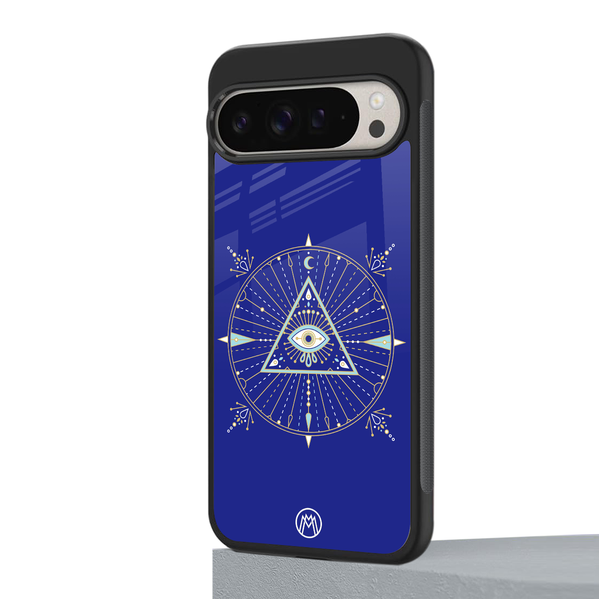 evil eye mandala blue back phone cover | glass case for google pixel 9 pro xl
