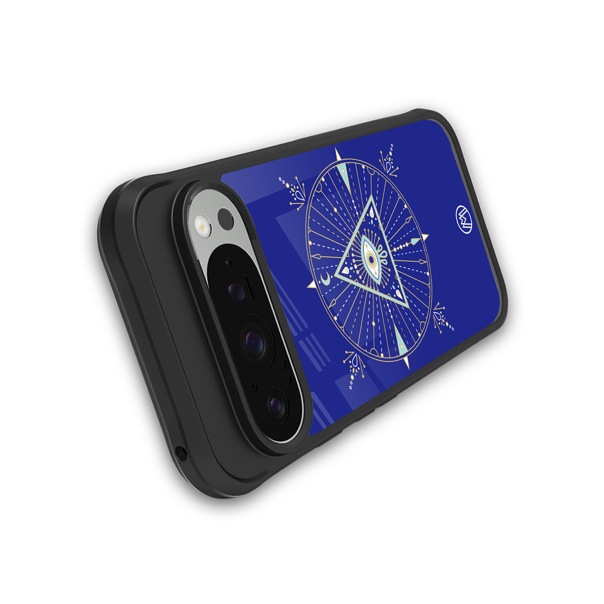 evil eye mandala blue back phone cover | glass case for google pixel 9 pro xl
