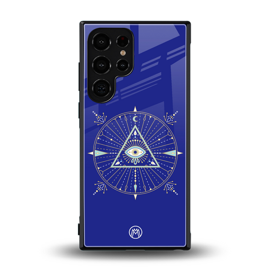 evil eye mandala blue back phone cover | glass case for samsung galaxy s23 ultra