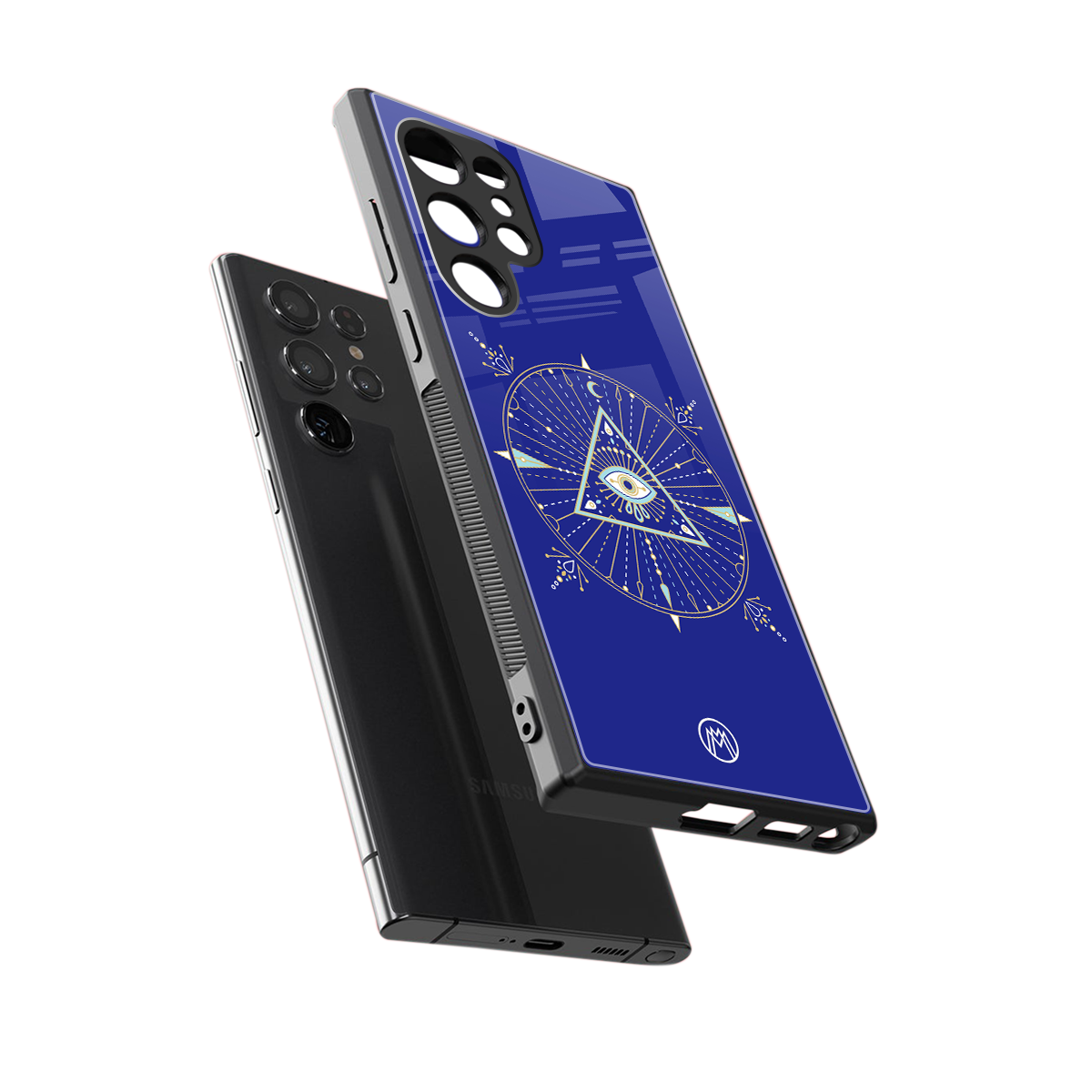 evil eye mandala blue back phone cover | glass case for samsung galaxy s23 ultra