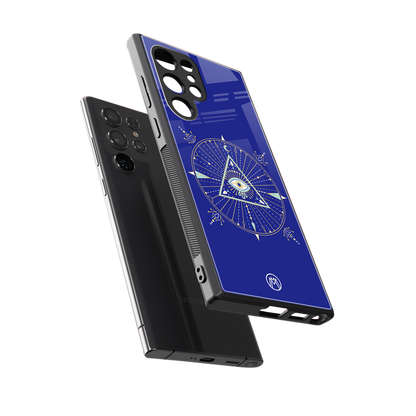 evil eye mandala blue back phone cover | glass case for samsung galaxy s23 ultra