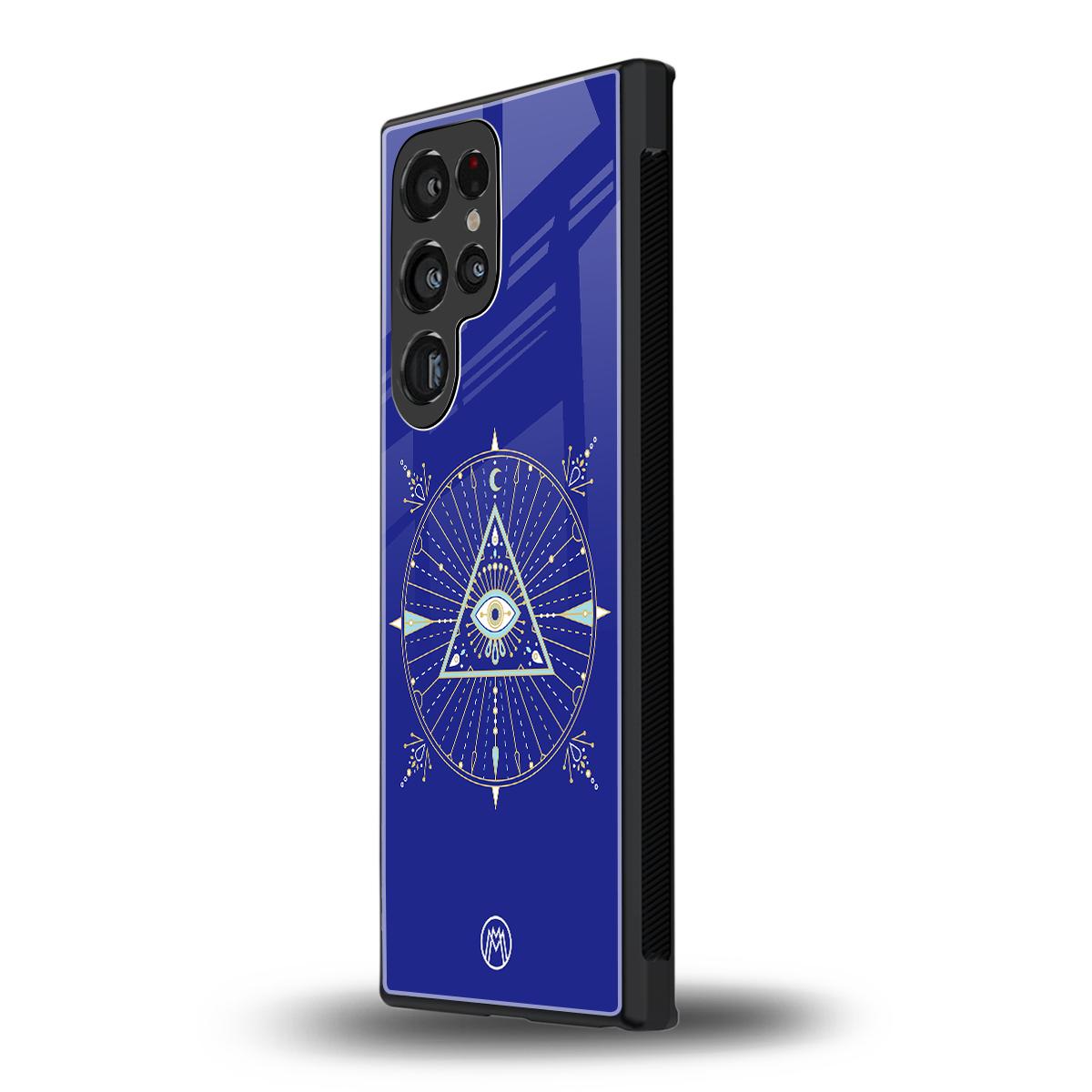 evil eye mandala blue back phone cover | glass case for samsung galaxy s24 ultra