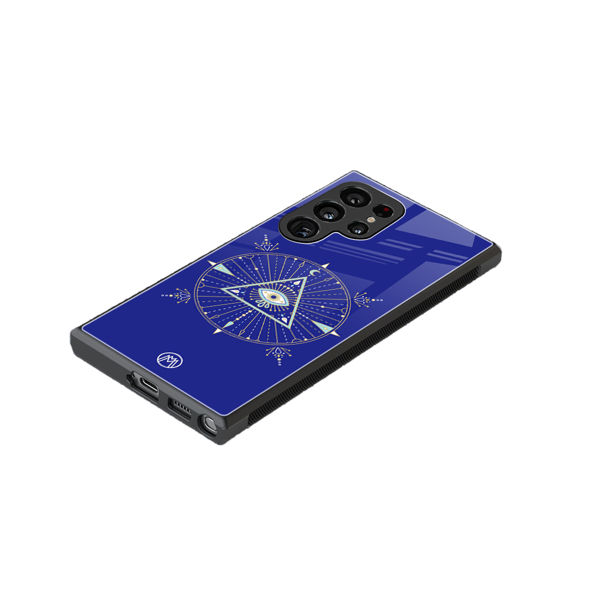 evil eye mandala blue back phone cover | glass case for samsung galaxy s23 ultra