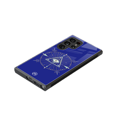 evil eye mandala blue back phone cover | glass case for samsung galaxy s23 ultra