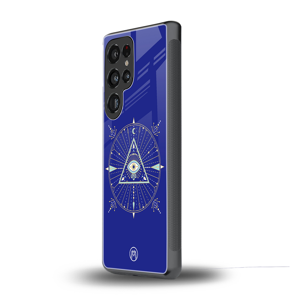 evil eye mandala blue back phone cover | glass case for samsung galaxy s25 ultra