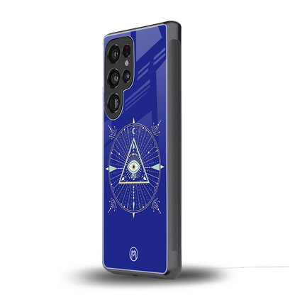 evil eye mandala blue back phone cover | glass case for samsung galaxy s25 ultra