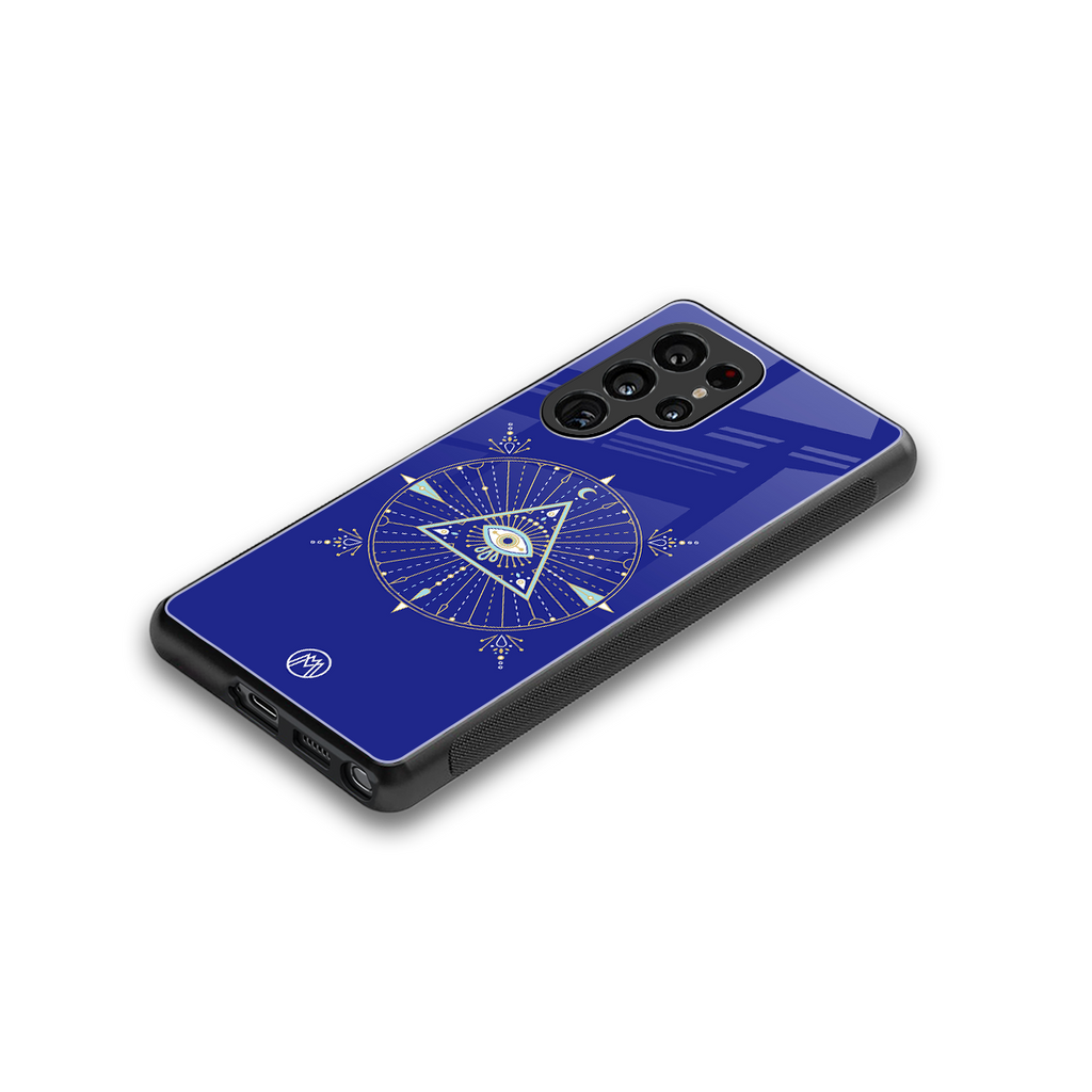 evil eye mandala blue back phone cover | glass case for samsung galaxy s25 ultra