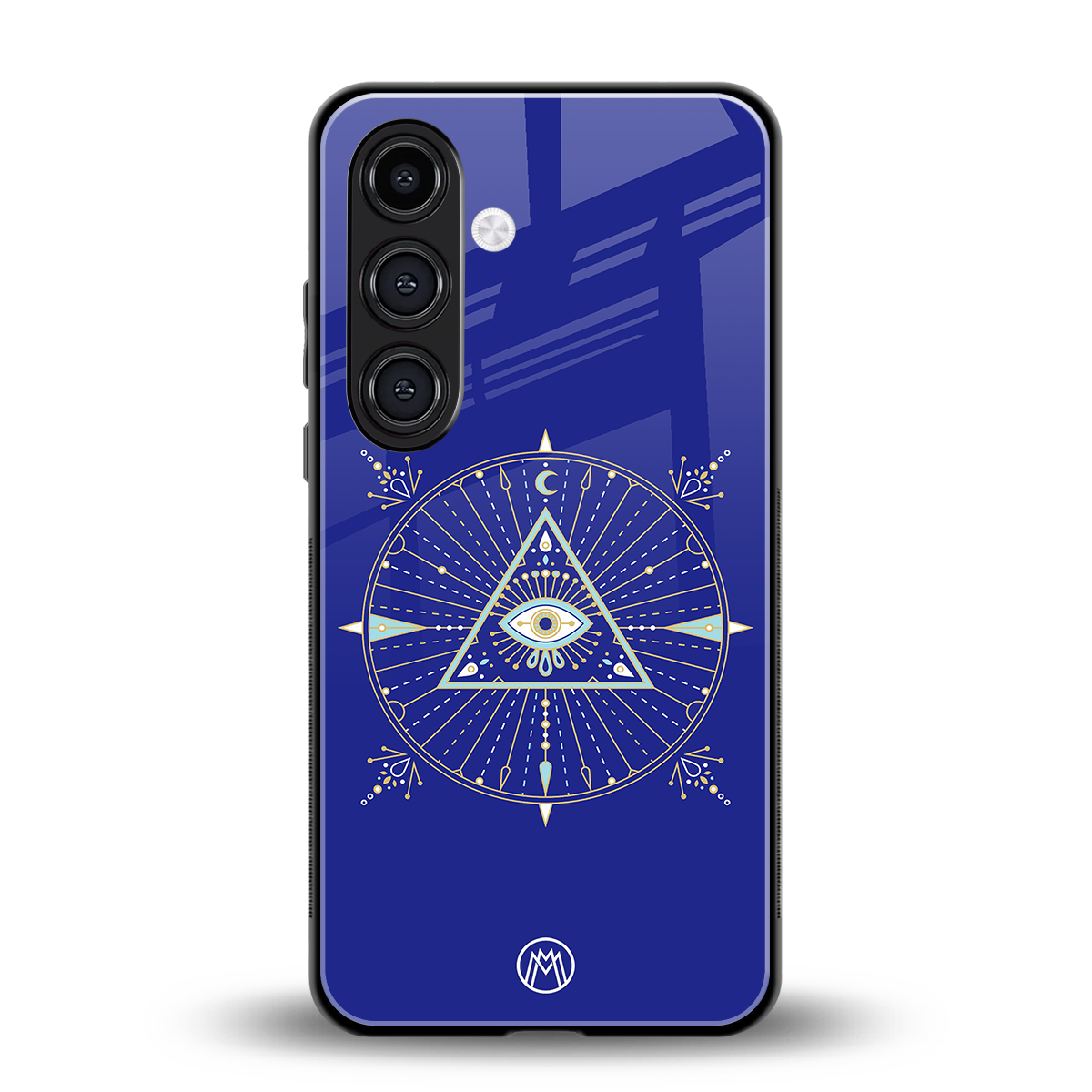 evil eye mandala blue back phone cover | glass case for samsung galaxy s24 plus