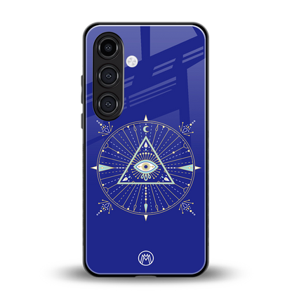 evil eye mandala blue back phone cover | glass case for samsung galaxy s24 fe