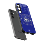 evil eye mandala blue back phone cover | glass case for samsung galaxy s24