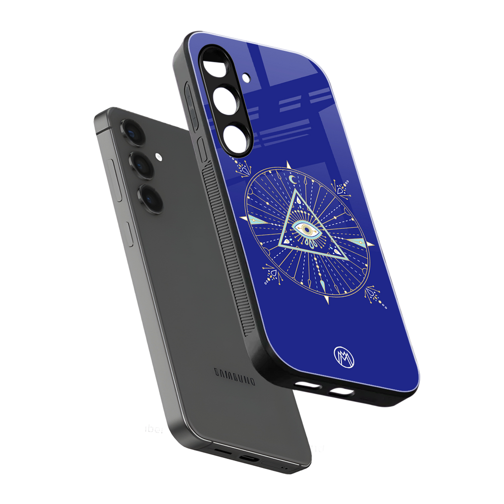 evil eye mandala blue back phone cover | glass case for samsung galaxy s24 fe