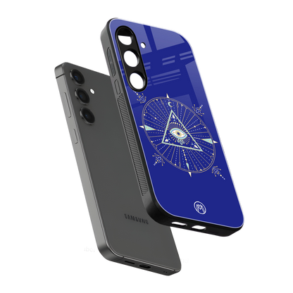 evil eye mandala blue back phone cover | glass case for samsung galaxy s24 fe