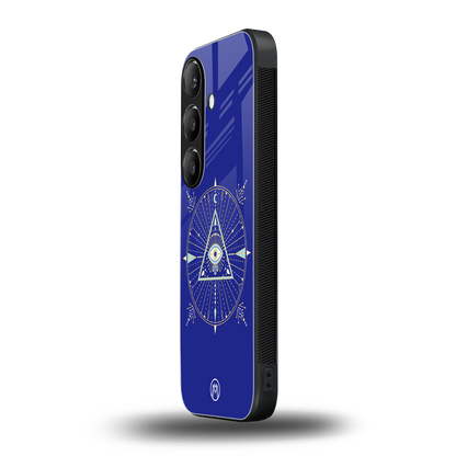 evil eye mandala blue back phone cover | glass case for samsung galaxy s23 plus