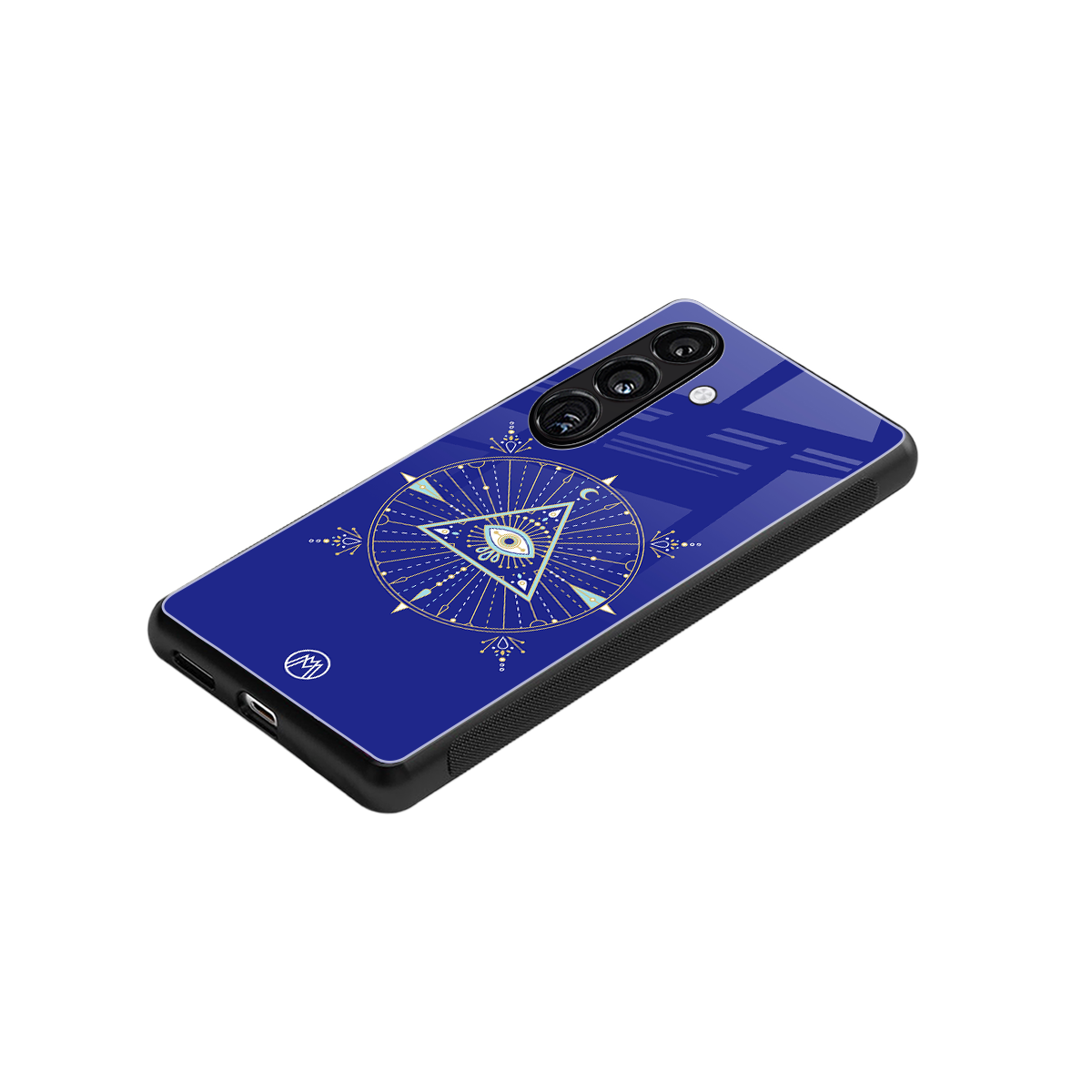 evil eye mandala blue back phone cover | glass case for samsung galaxy s25 plus