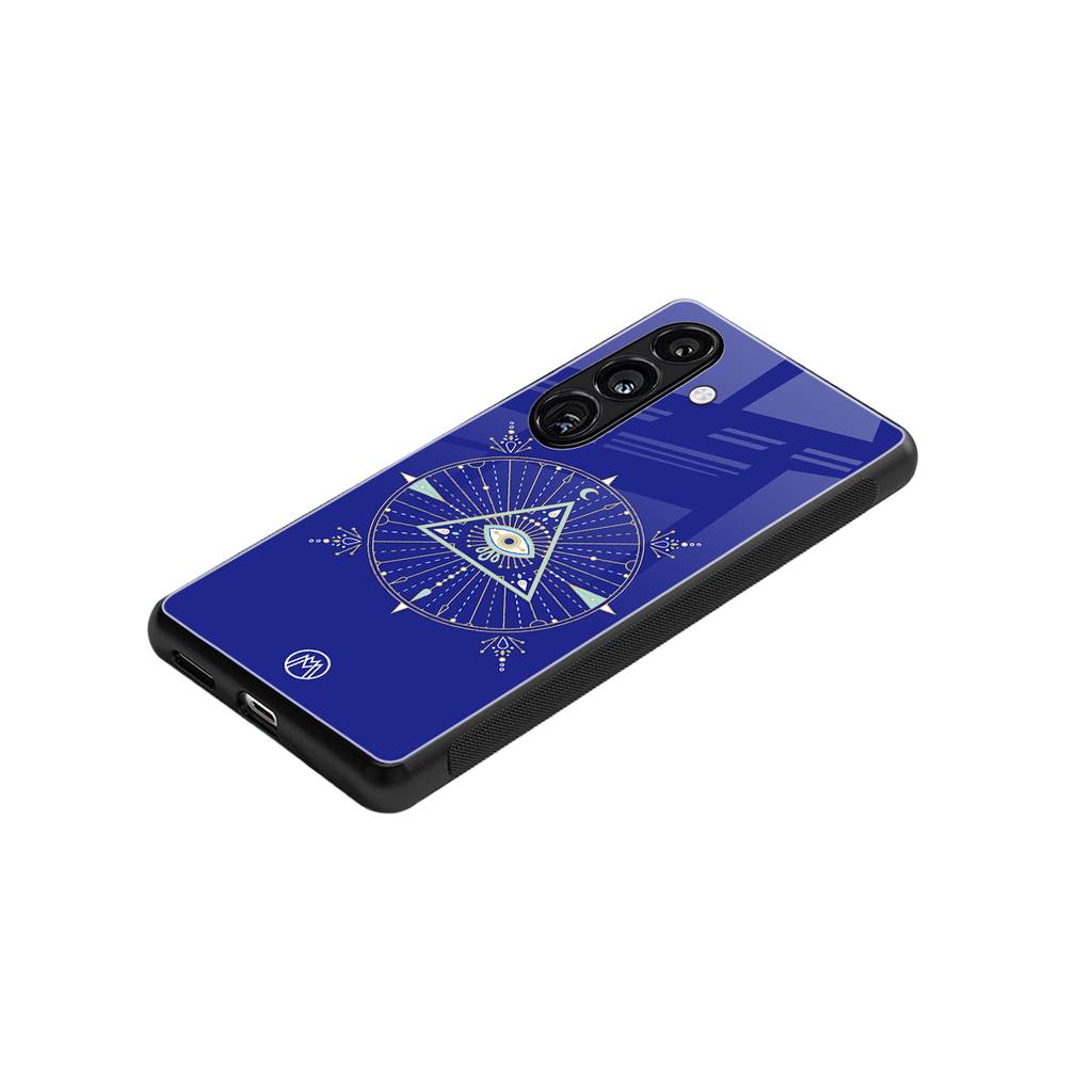 evil eye mandala blue back phone cover | glass case for samsung galaxy s25