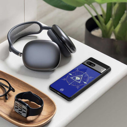 evil eye mandala blue back phone cover | glass case for iphone 13 mini