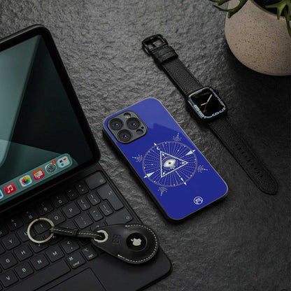 evil eye mandala blue back phone cover | glass case for iphone 13 pro max