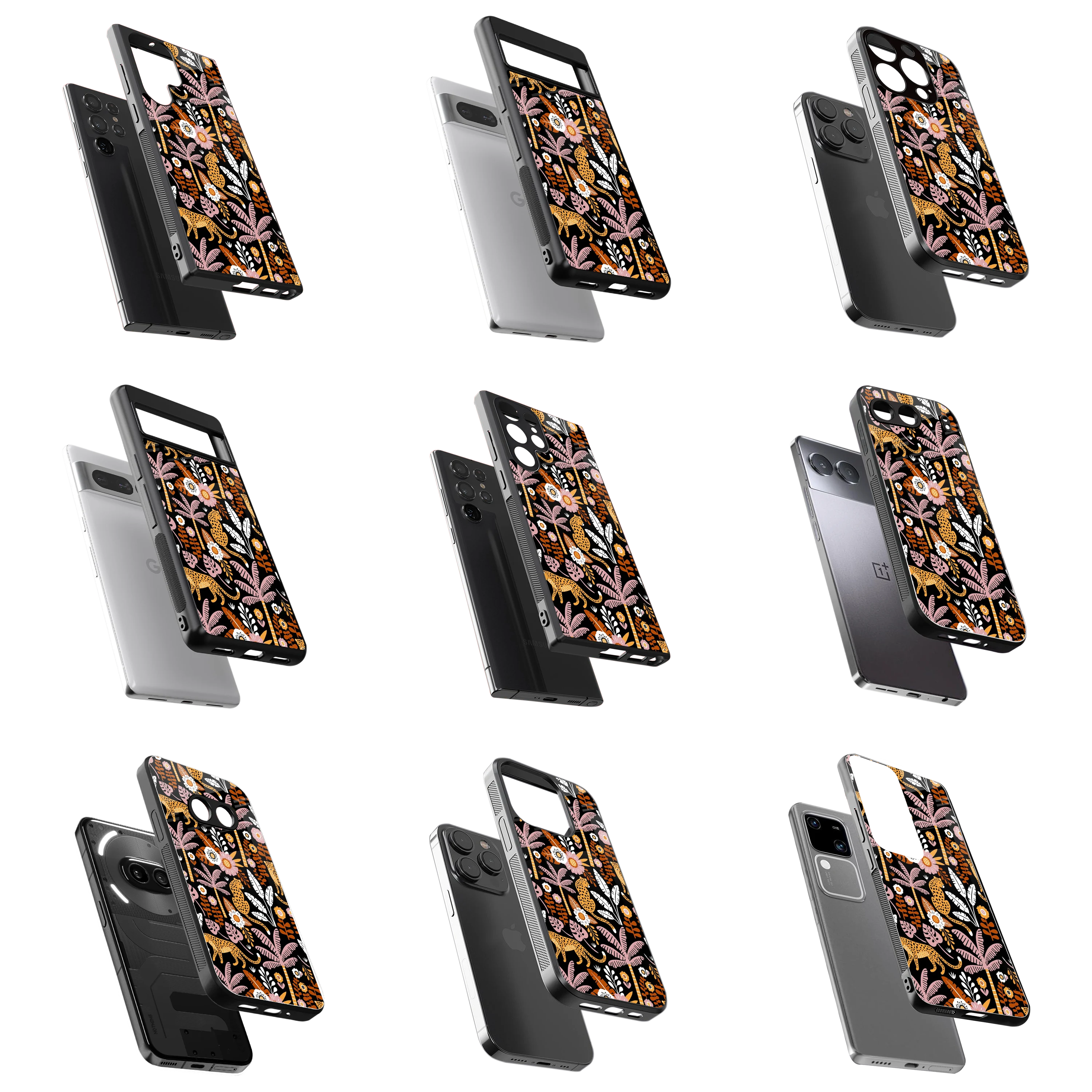 Durable Glass Back Mobile Case for iPhone, Samsung, OnePlus, Google Pixel, Redmi, Vivo, Oppo