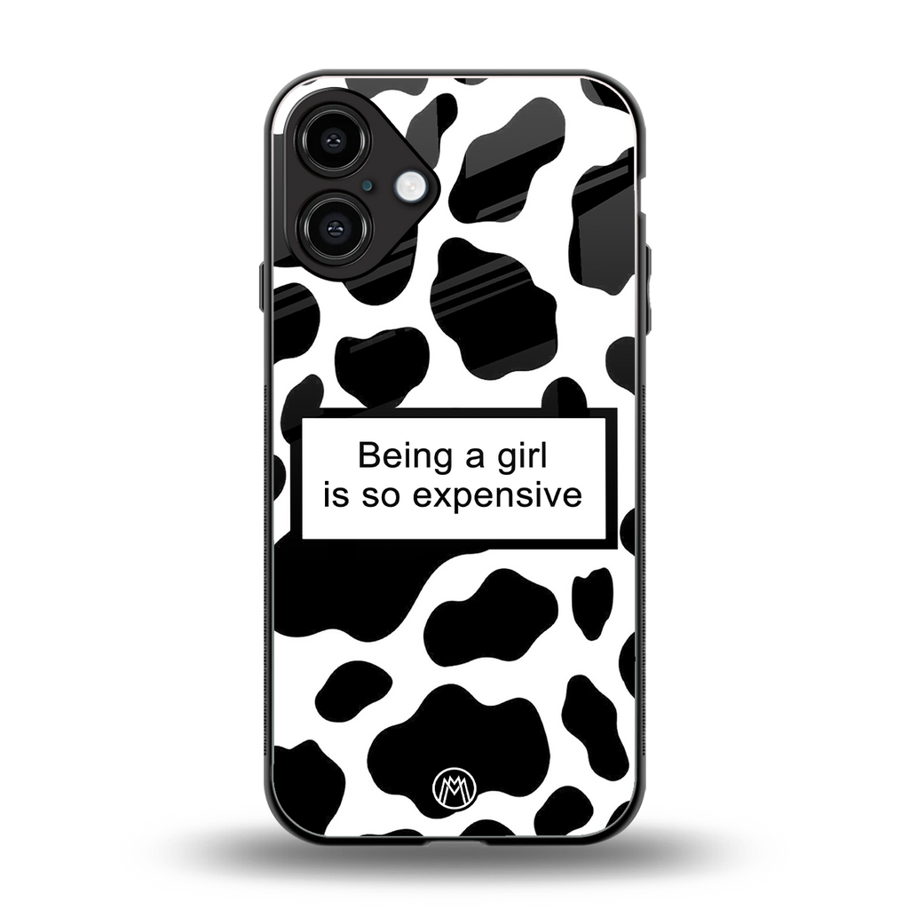 expensive girl back phone cover | glass case for iphone 16 plus