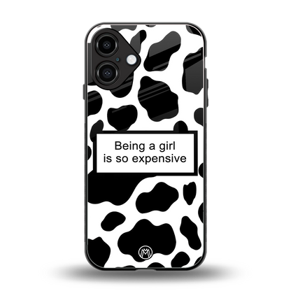expensive girl back phone cover | glass case for iphone 16 plus