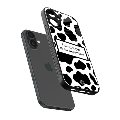 expensive girl back phone cover | glass case for iphone 16 plus