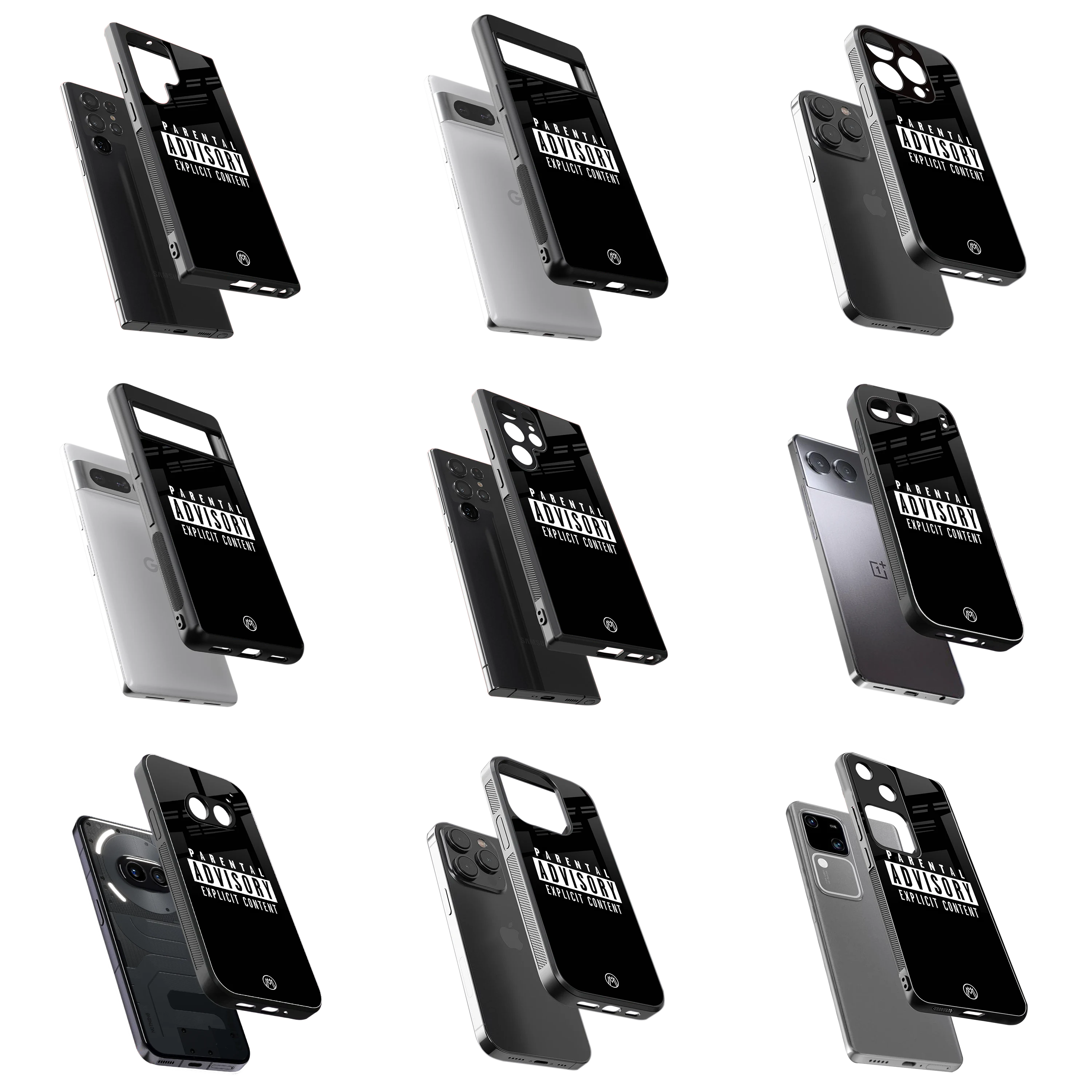 Durable Glass Back Mobile Case for iPhone, Samsung, OnePlus, Google Pixel, Redmi, Vivo, Oppo