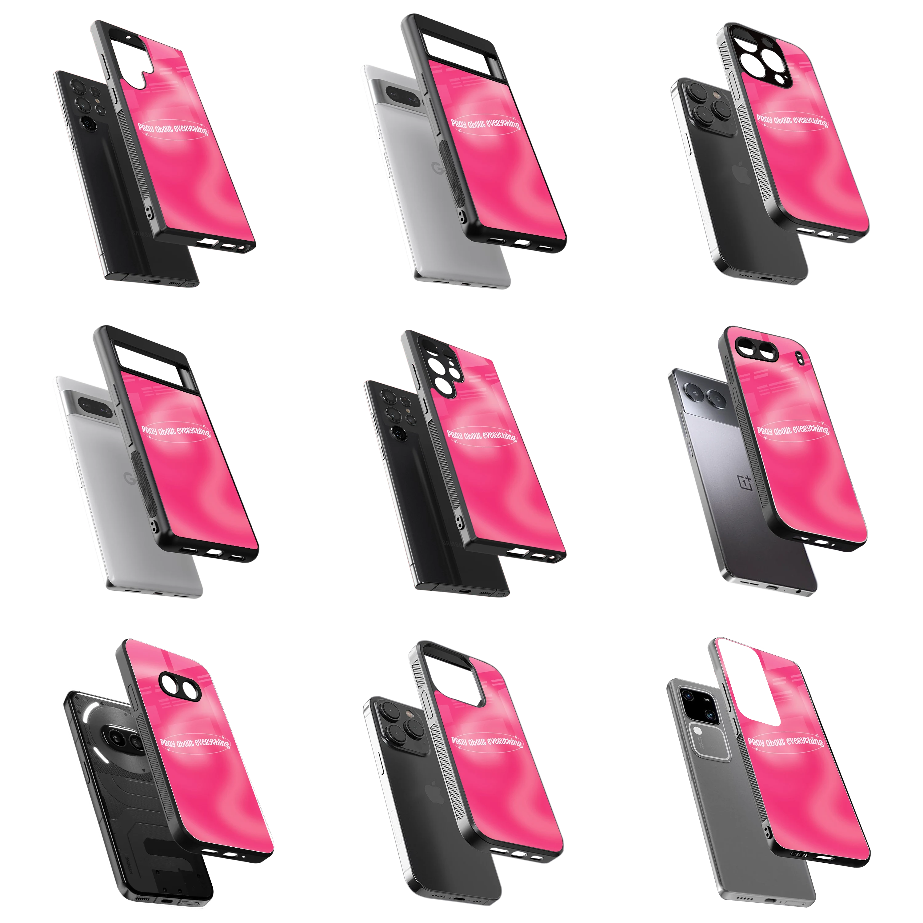 Durable Glass Back Mobile Case for iPhone, Samsung, OnePlus, Google Pixel, Redmi, Vivo, Oppo