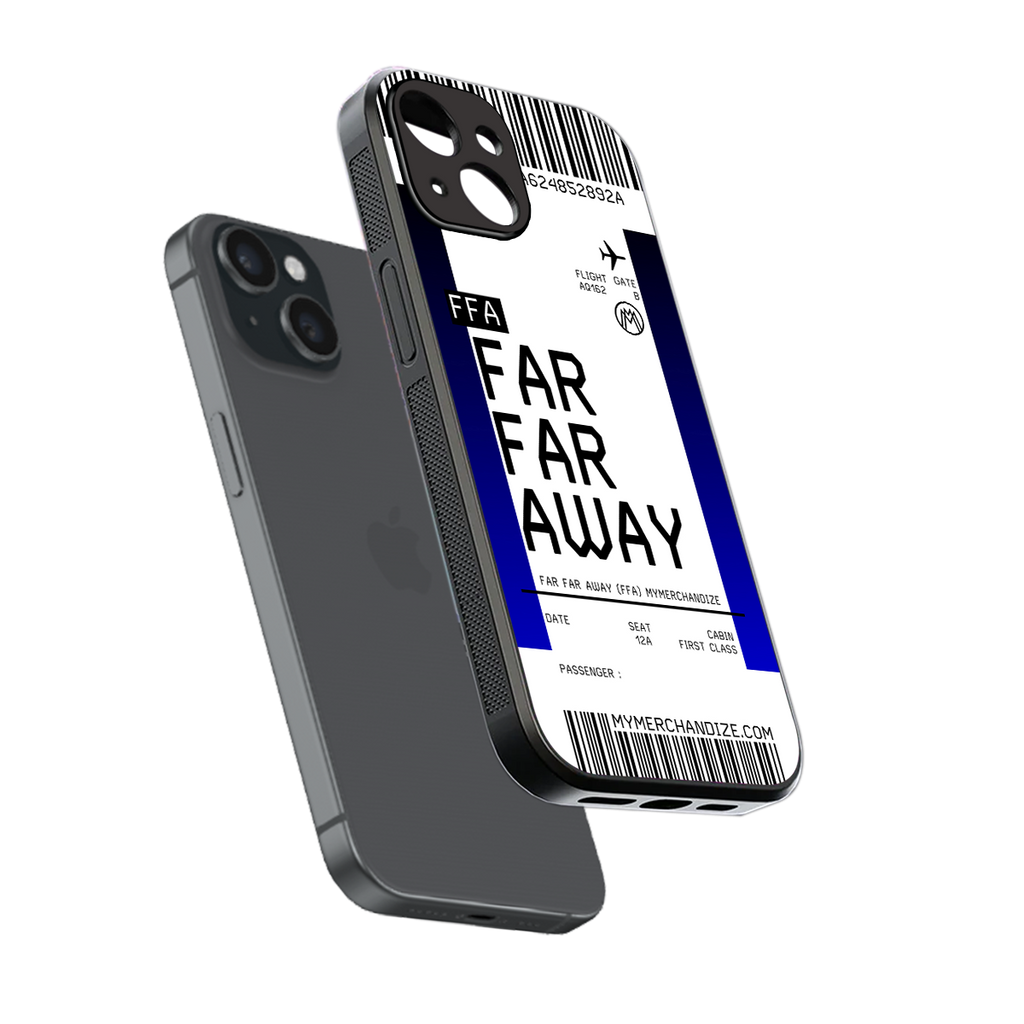 far far away boarding pass ticket back phone cover | glass case for iphone 13 mini