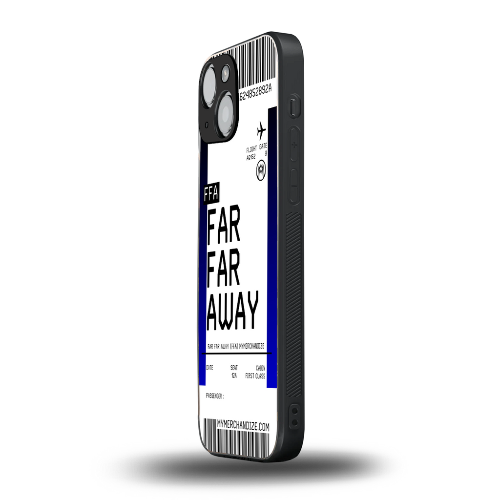 far far away boarding pass ticket back phone cover | glass case for iphone 13 mini