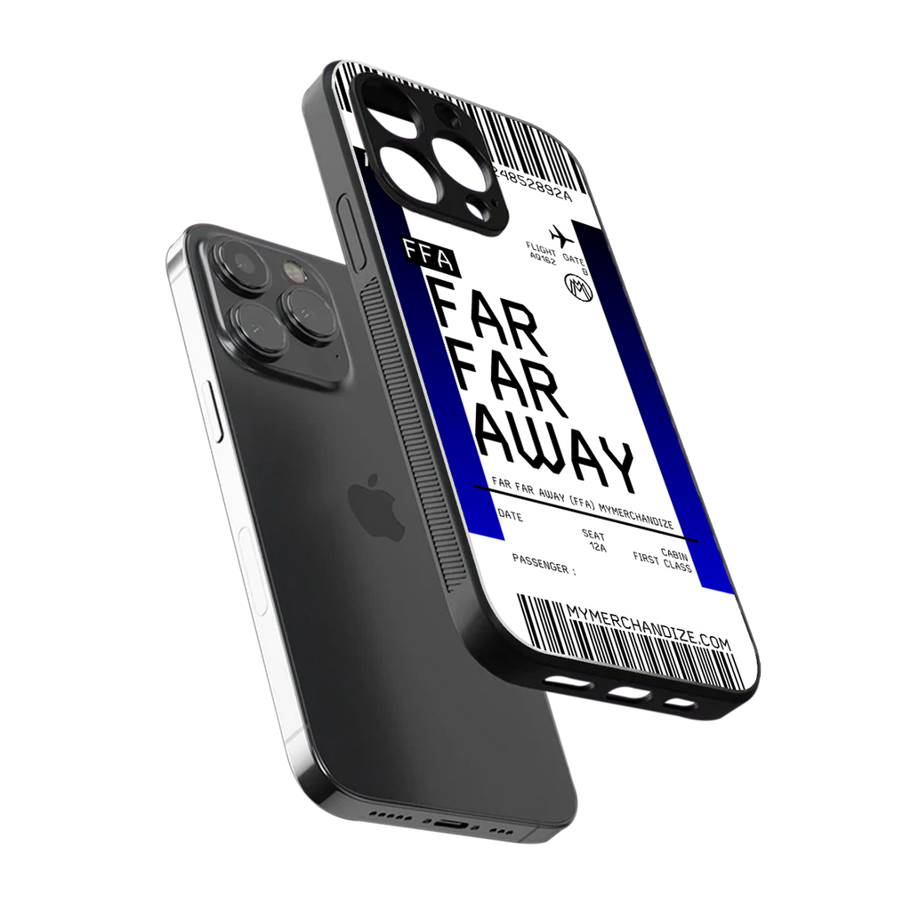 far far away boarding pass ticket back phone cover | glass case for iphone 13 pro