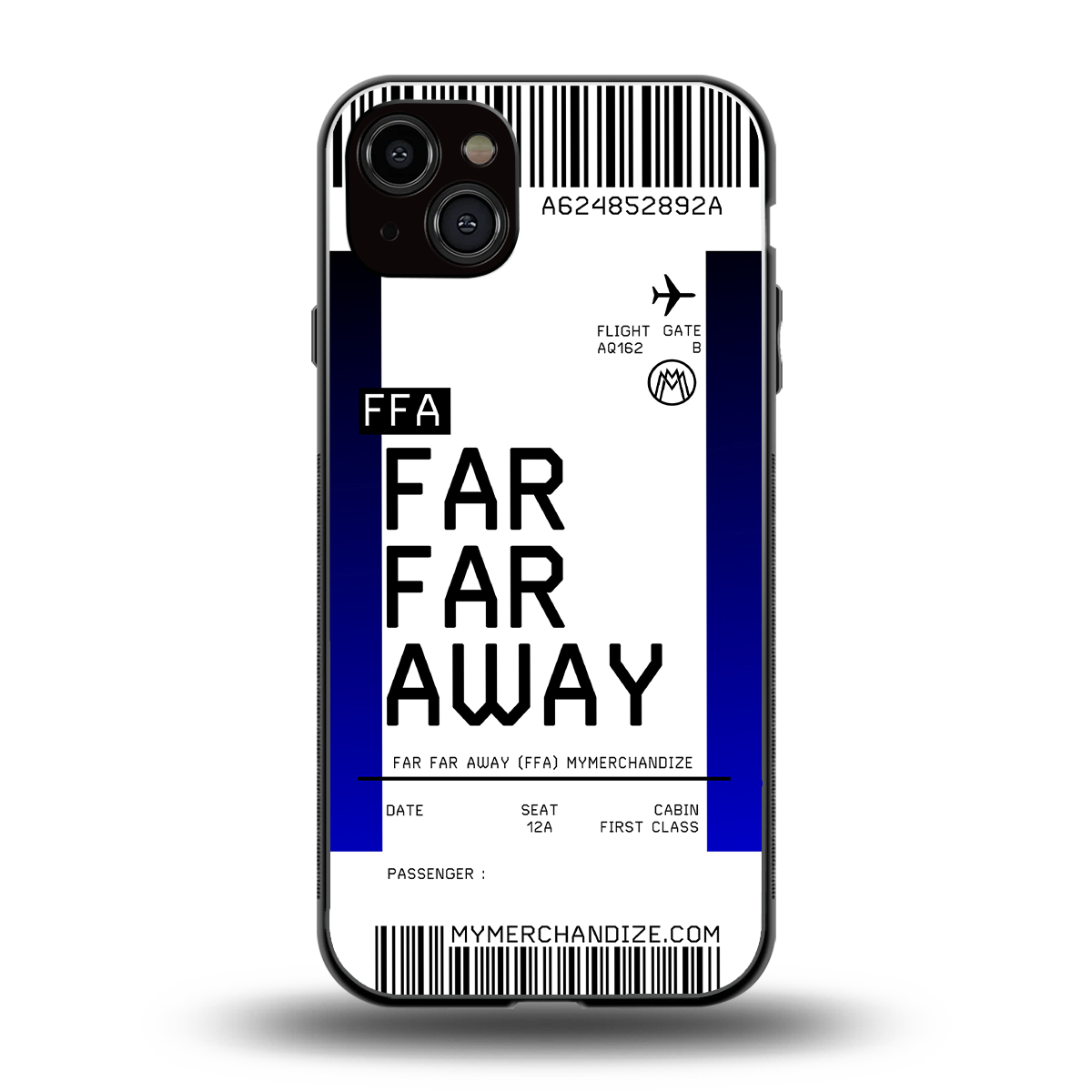 far far away boarding pass ticket back phone cover | glass case for iphone 15 plus