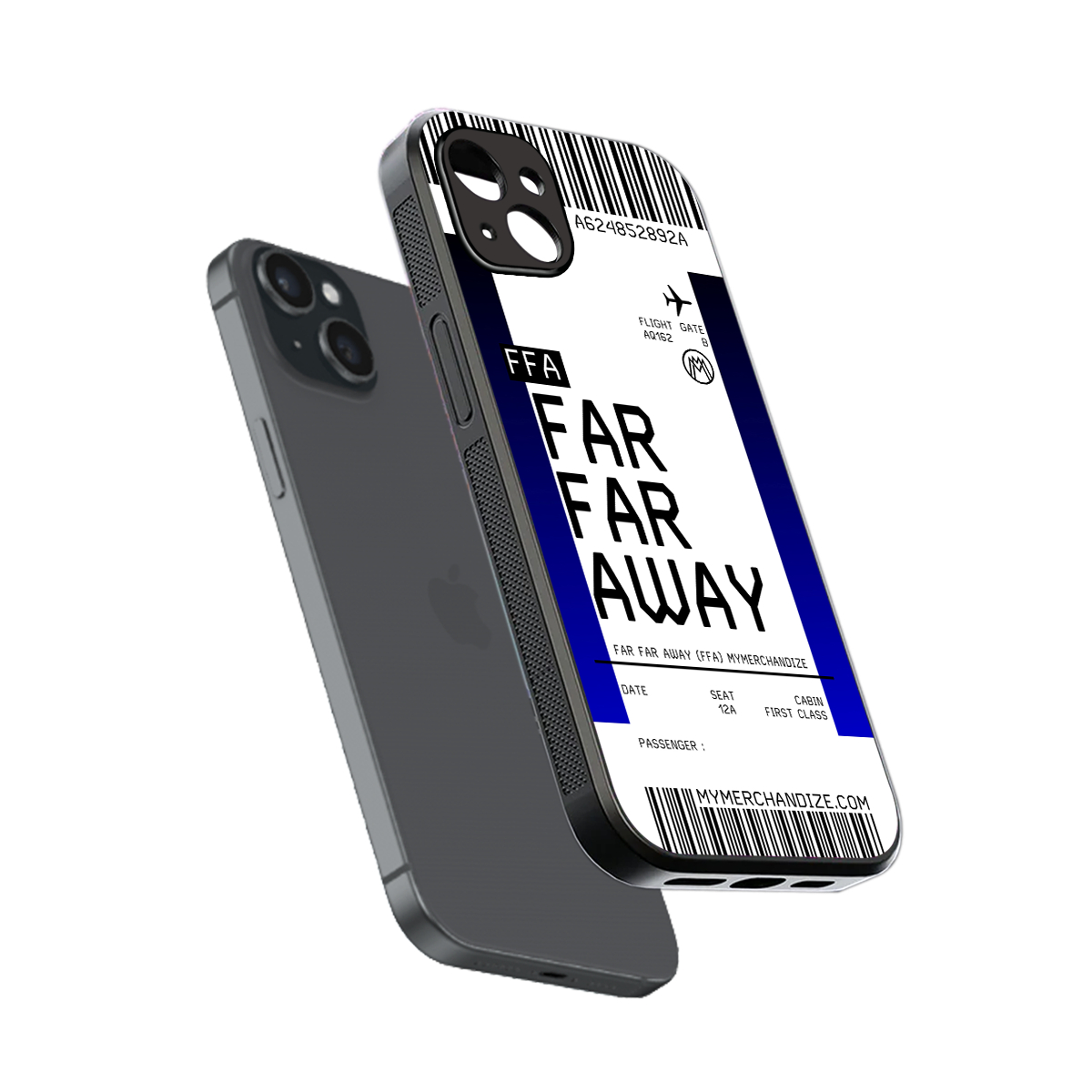 far far away boarding pass ticket back phone cover | glass case for iphone 15 plus