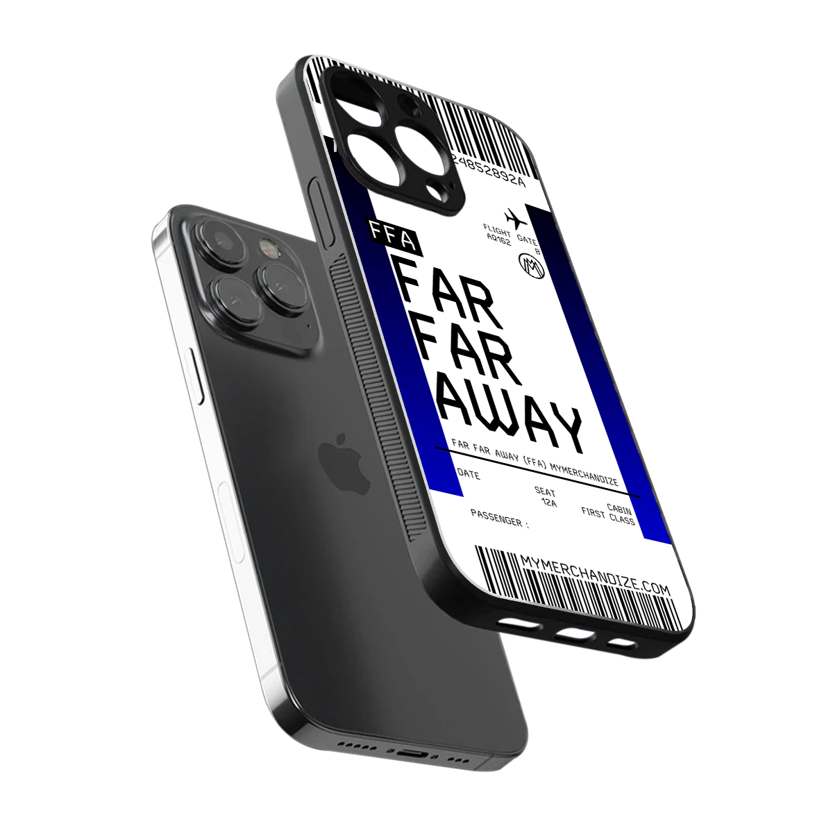 far far away boarding pass ticket back phone cover | glass case for iphone 15 pro max