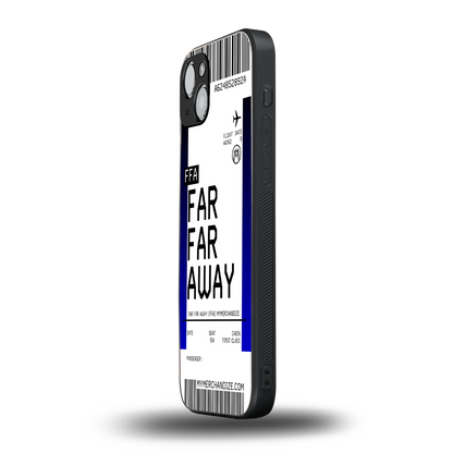 far far away boarding pass ticket back phone cover | glass case for iphone 15