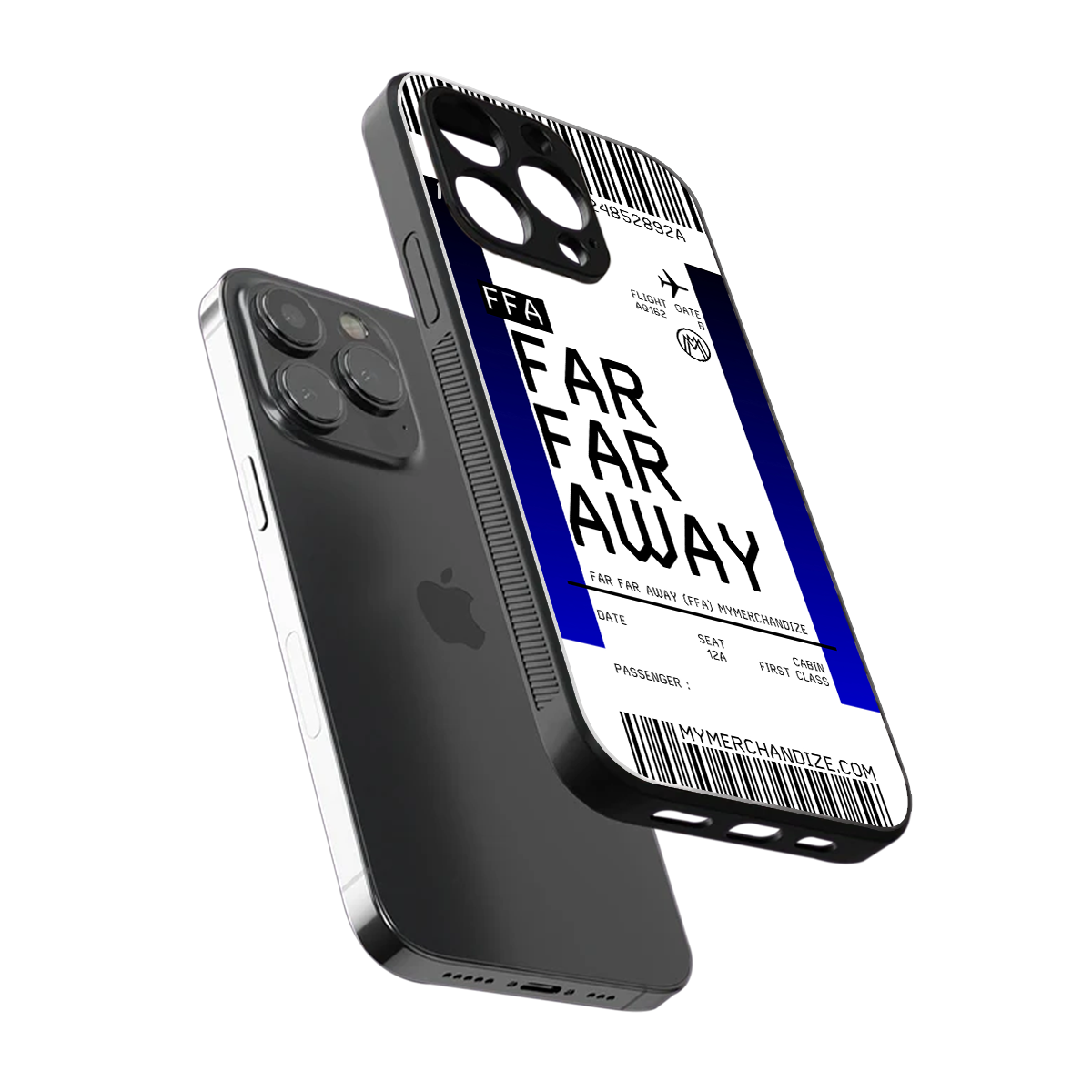 far far away boarding pass ticket back phone cover | glass case for iphone 15 pro