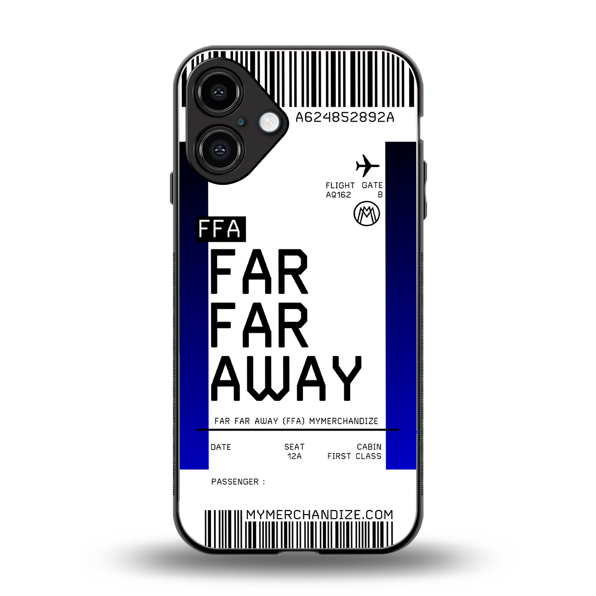 far far away boarding pass ticket back phone cover | glass case for iphone 16 plus