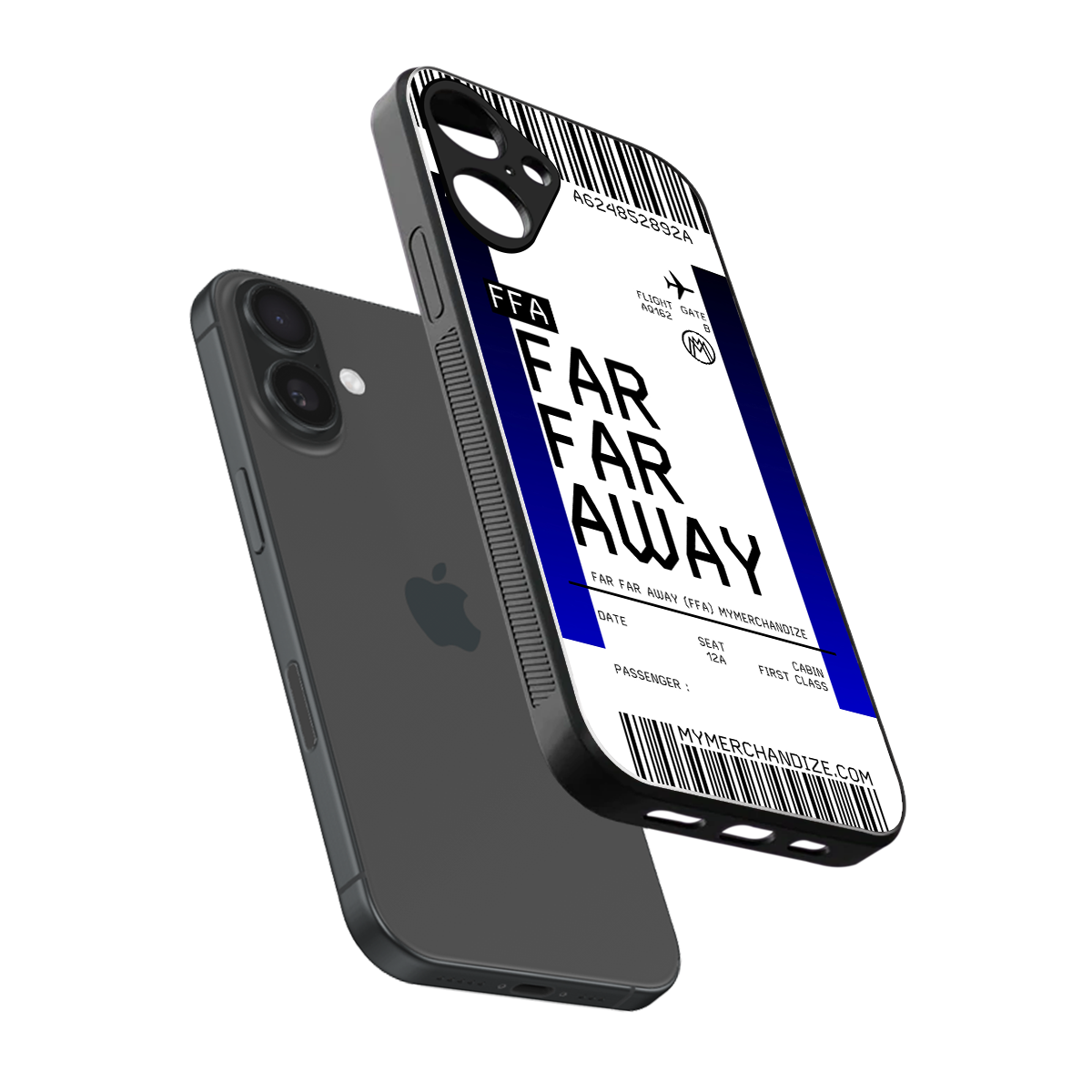 far far away boarding pass ticket back phone cover | glass case for iphone 16 plus