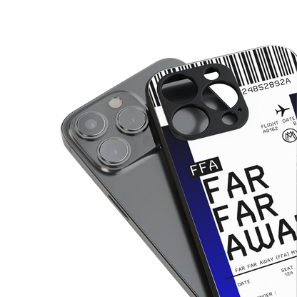 far far away boarding pass ticket back phone cover | glass case for iphone 16 pro max