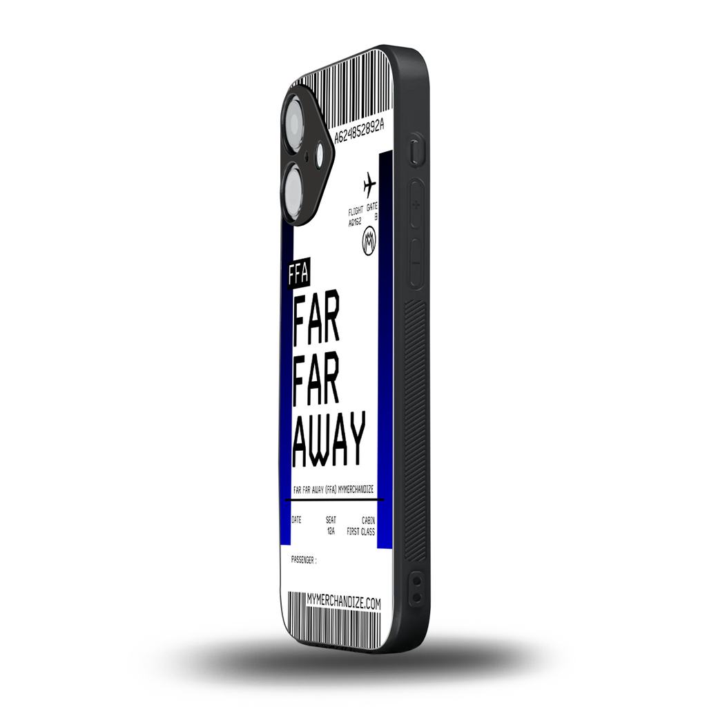 far far away boarding pass ticket back phone cover | glass case for iphone 16