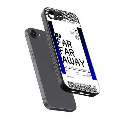 far far away boarding pass ticket back phone cover | glass case for iphone 16e