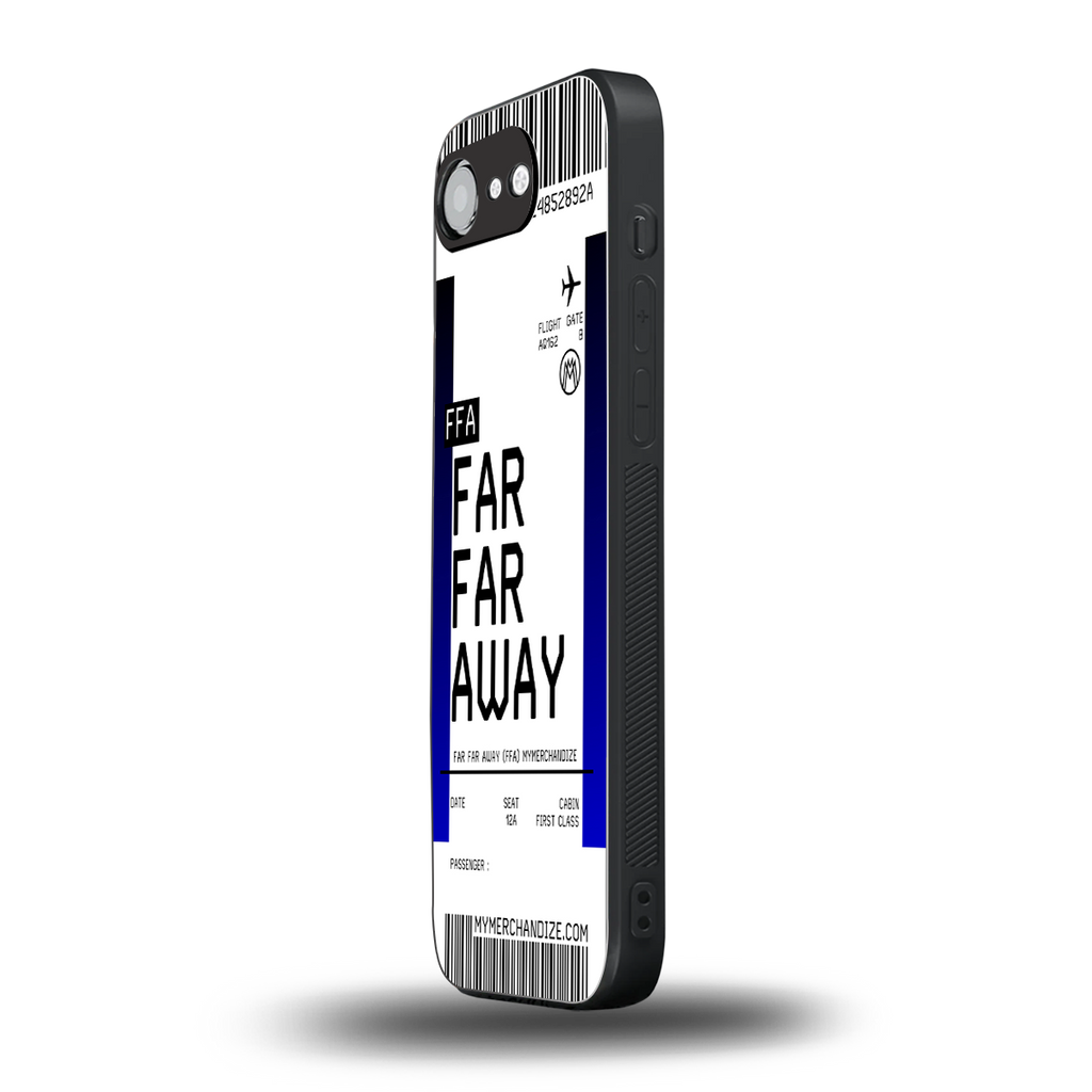 far far away boarding pass ticket back phone cover | glass case for iphone 16e