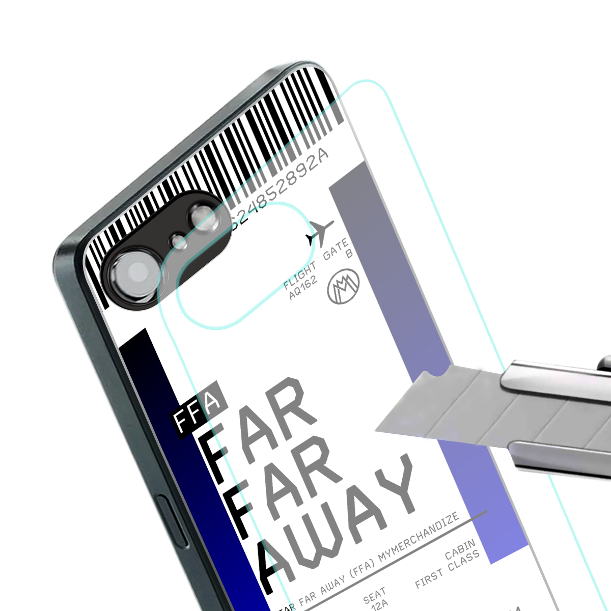 far far away boarding pass ticket back phone cover | glass case for iphone 16e