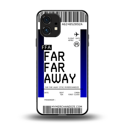 far far away boarding pass ticket back phone cover | glass case for nothing phone 1