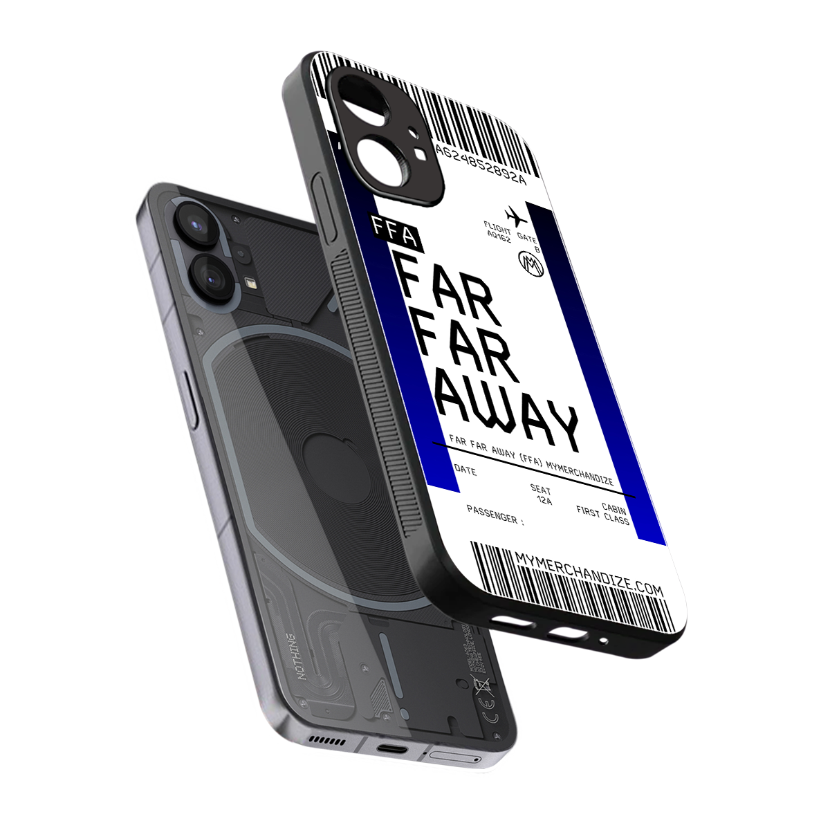 far far away boarding pass ticket back phone cover | glass case for nothing phone 1