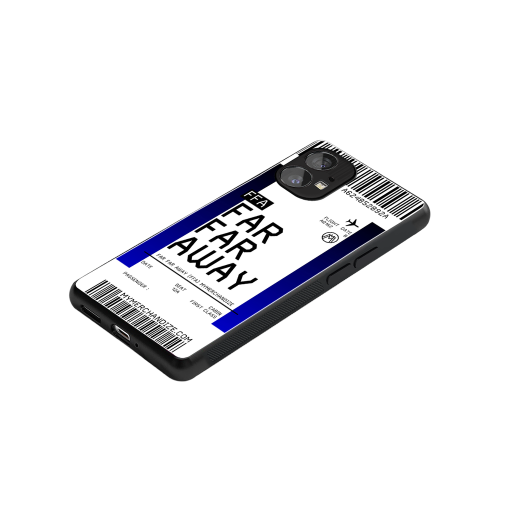 far far away boarding pass ticket back phone cover | glass case for nothing phone 1