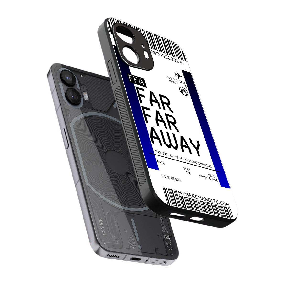 far far away boarding pass ticket back phone cover | glass case for nothing phone 2