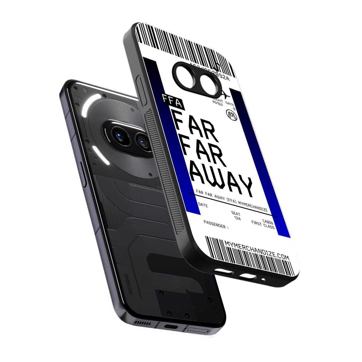 far far away boarding pass ticket back phone cover | glass case for nothing phone 2a