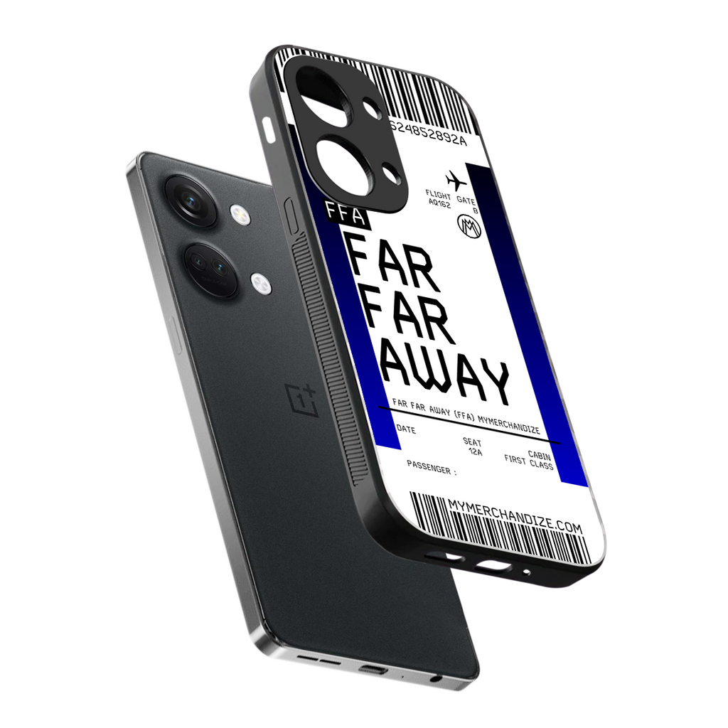 far far away boarding pass ticket back phone cover | glass case for oneplus nord 3
