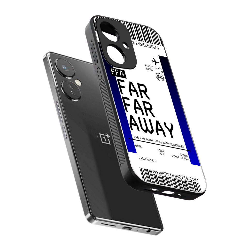 far far away boarding pass ticket back phone cover | glass case for oneplus nord ce 3